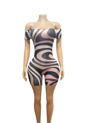 Printed strapless jumpsuit shorts