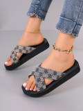 Large size thick soled slippers with cross shaped sandals
