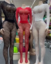 Fishing net long sleeved mesh transparent high elasticity hollow out set