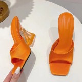 Large high-heeled slippers, square headed women's cool slippers