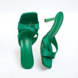 Solid color high-heeled slippers, plus size square toe slim high-heeled sandals