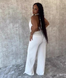 Hanging neck, swinging collar, big backless, tied rope, mesh, two-piece set