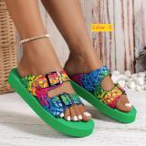 Large thick bottom belt buckle, lightly soaked soft bottom, colorful slippers
