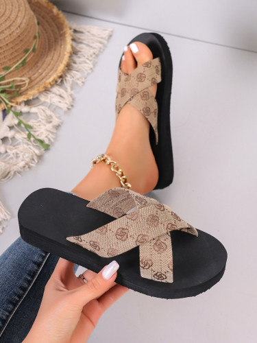 Large size thick soled slippers with cross shaped sandals