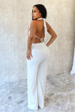 Hanging neck, swinging collar, big backless, tied rope, mesh, two-piece set