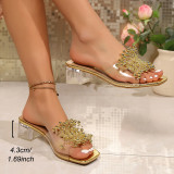 Bow tie thick heel square toe high-heeled sandals