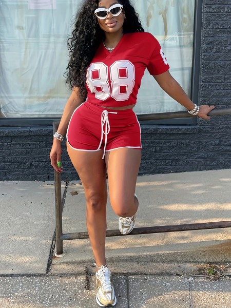 Digital printed short sleeved shorts set