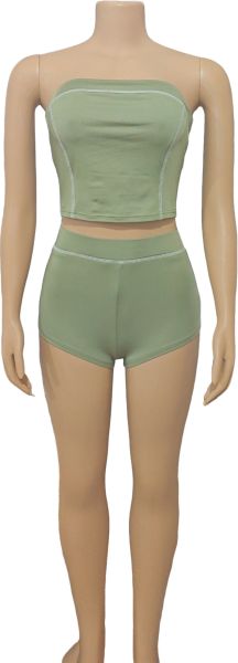 Color blocked strapless shorts workout yoga set