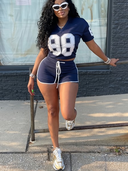 Digital printed short sleeved shorts set