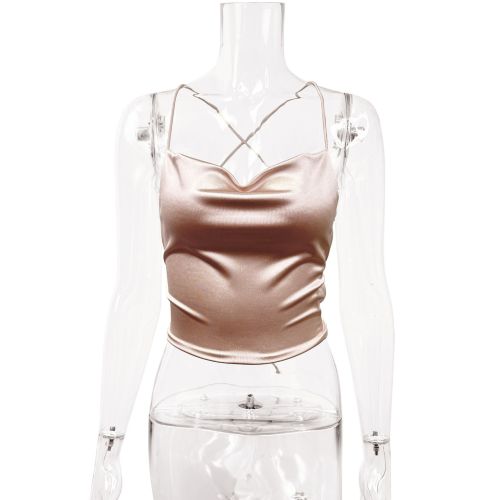 V-neck camisole strap backless top