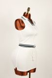 Shirt collar top with threaded lace up skirt set