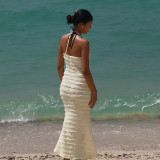 Temperament V-neck halter tied dress