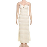 Temperament V-neck halter tied dress