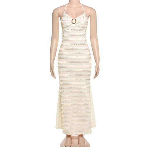 Temperament V-neck halter tied dress