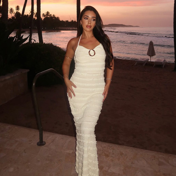 Temperament V-neck halter tied dress