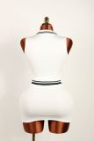 Shirt collar top with threaded lace up skirt set