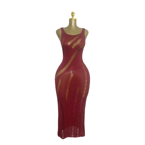 Hollow knitted beach dress