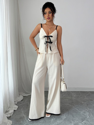 Two piece set of camisole vest wide leg pants