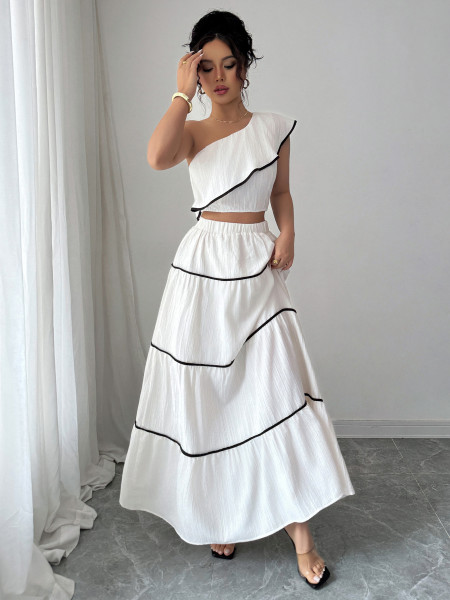 Shoulder vest half skirt two-piece set
