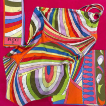 Square scarf+headscarf one-piece bikini