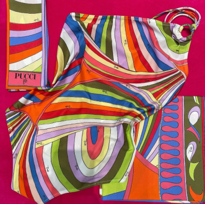 Square scarf+headscarf one-piece bikini