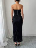 Strapless top, hip hugging skirt set