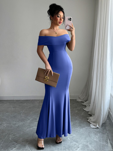 One shoulder long skirt dress