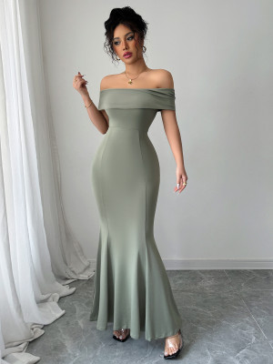 One shoulder long skirt dress