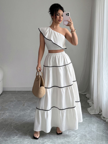 Shoulder vest half skirt two-piece set