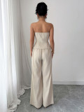 Button vest wide leg pants set