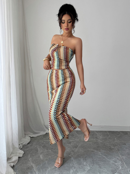 Strapless top, hip hugging long skirt set