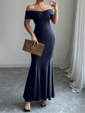 One shoulder long skirt dress