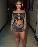 Hollow mesh sleepwear, nightgown, nightclub lace dress