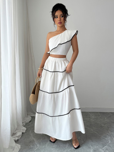 Shoulder vest half skirt two-piece set