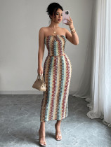 Strapless top, hip hugging long skirt set