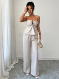 Strapless straight leg pants set