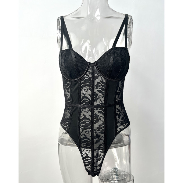 Lace patchwork jumpsuit