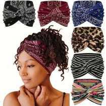 Printed cross sport headband, knotted wide edge tie dye headband, headscarf