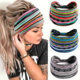 Printed cotton headband, wave yoga exercise headband, sweatproof and absorbent headband