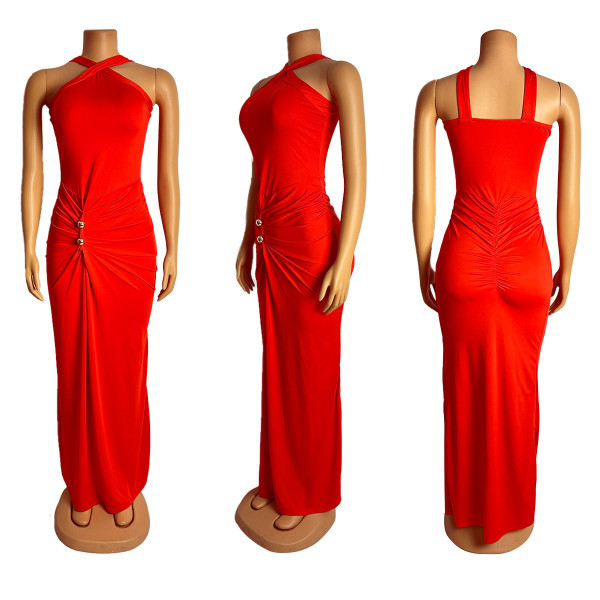 Hip hugging pleated dress, formal dress, long skirt