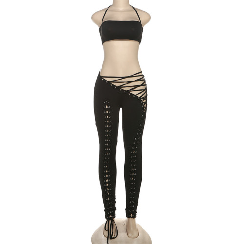Neck tie vest tie pants two-piece set