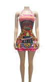 Lace up, neck wrapped, chest wrapped, and hip wrapped dress