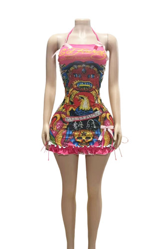 Lace up, neck wrapped, chest wrapped, and hip wrapped dress