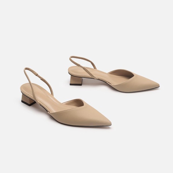 Large pointed square heel sandals with high heels and thin straps, single shoes