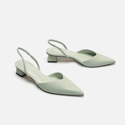 Large pointed square heel sandals with high heels and thin straps, single shoes