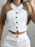 Sleeveless halter top and shorts set