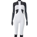 Neck tied, strapless, backless, tight fitting jumpsuit shorts two-piece set
