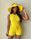 Solid color vest shorts two-piece set
