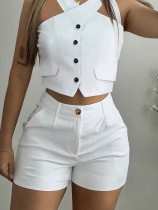 Sleeveless halter top and shorts set Sleeveless halter top and shorts set