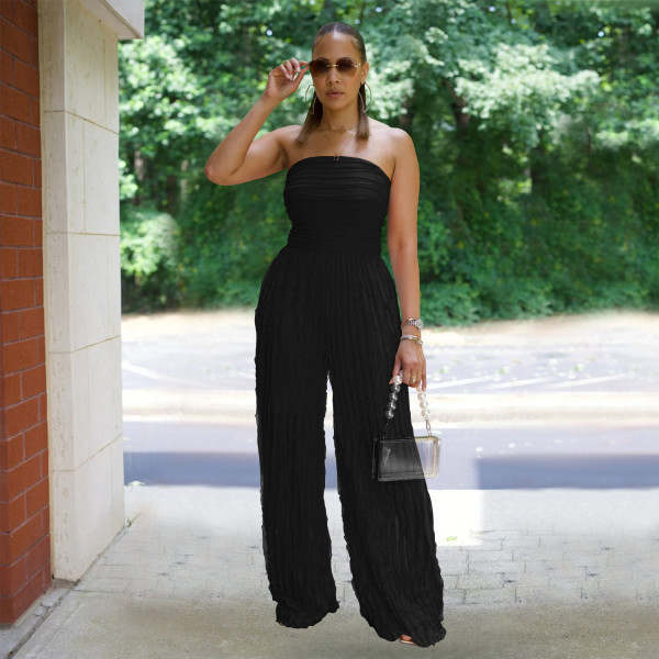 Loose wave patterned jumpsuit